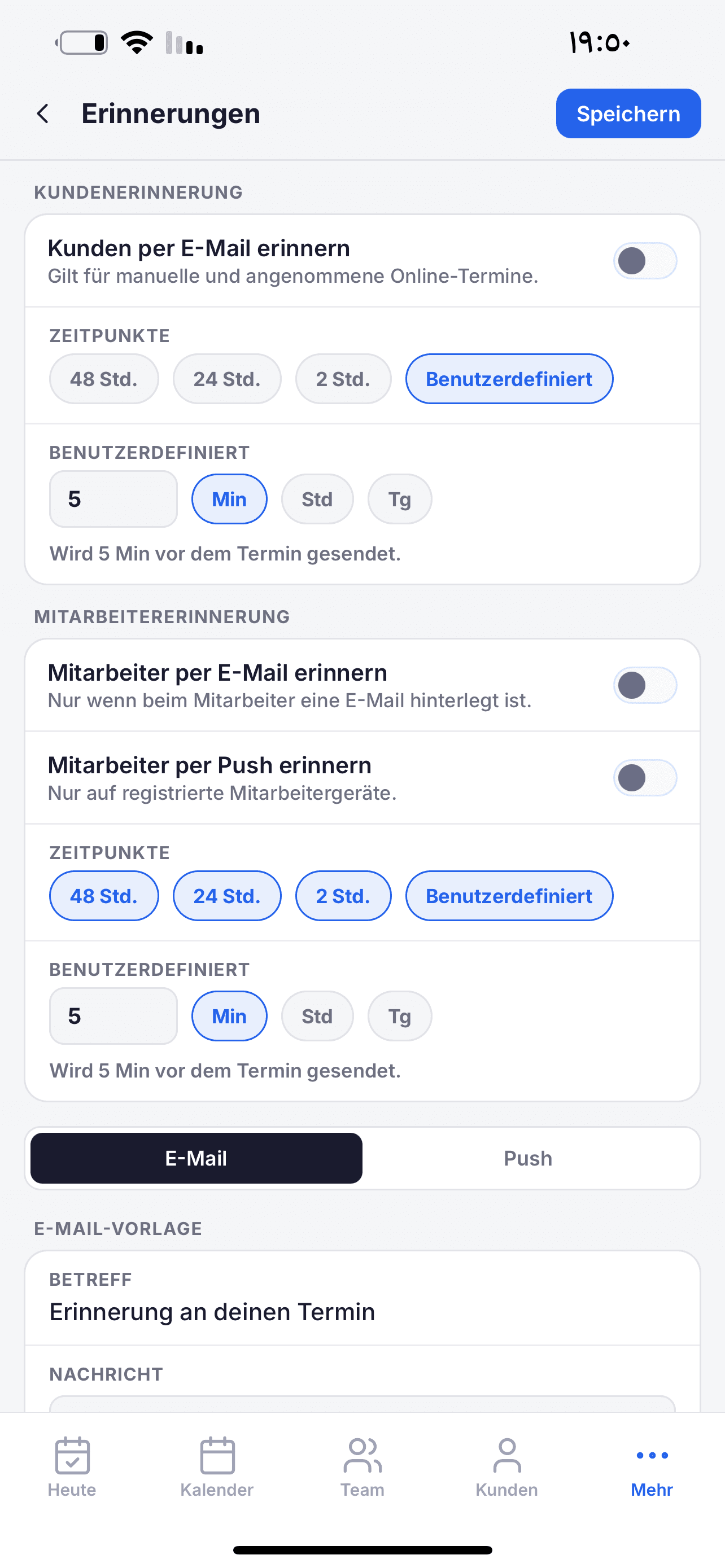 Terminerinnerungen in Terminov einstellen
